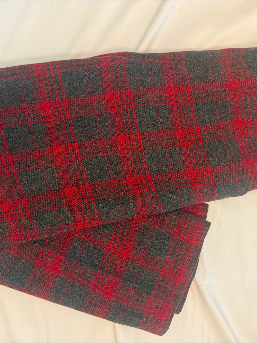 Abercrombie & Fitch Red and Gray Plaid Straight-Leg Pants